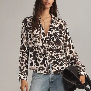 Cloth & Stone Anthropologie Abstract Leopard Print Button Down